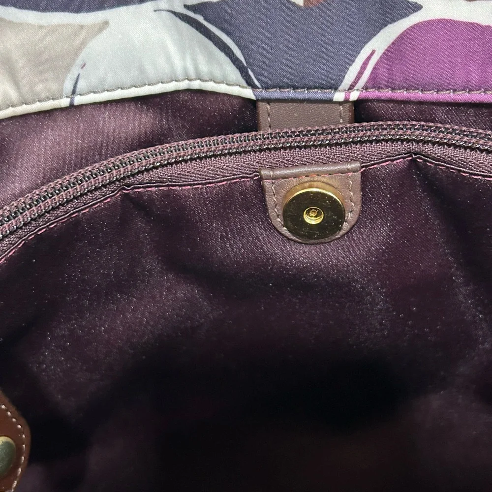 New Coach Ashley Scarf Print Purse F20113 Purple Brown Patent Leather Bag Y2K - Picture 9 of 15